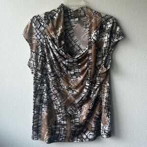 Worthington top tan black marbled wrap look size XL career business